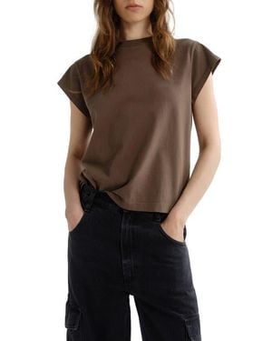 Agolde Long Line Bryce Cap Sleeve T-Shirt - Black