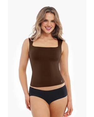 Popilush Cloud-Touch Double-Layer Shaping Sleeveless Top - Black