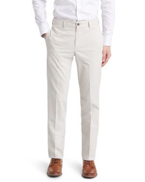 Berle Trim Fit Cotton Poplin Dress Pants - White