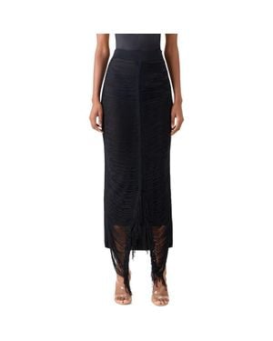 Akris Fringed Silk Knit Skirt - Black