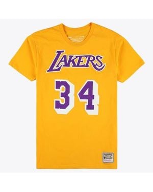 Mitchell & Ness Shaquille O'Neal Los Angeles Lakers Hardwood Classics Name & Number T-Shirt - Orange