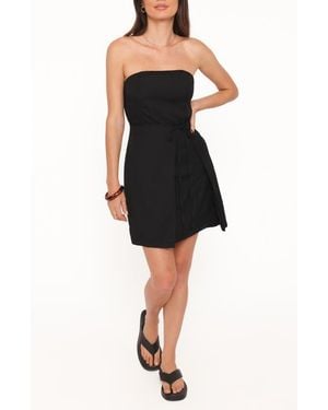 Petal & Pup Karmen Strapless Faux Wrap Minidress - Black