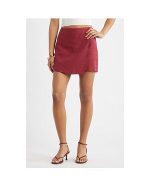 Open Edit Linen Blend Skirt - Red
