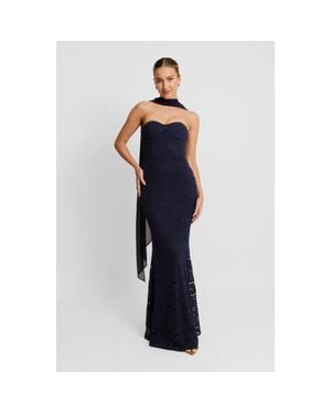 Six Stories Lace Corset Maxi Dress With Neck Scarf - Blue