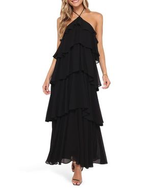 Petal & Pup Chasity Halter Neck Maxi Dress - Black