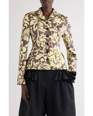 Dries Van Noten Belia Historical Floral Scuba Knit Jacket - Gray
