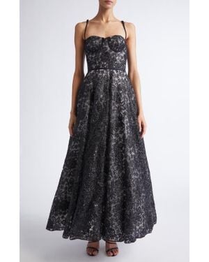Giambattista Valli Sequin Floral Embroidered Corset Dress - Black