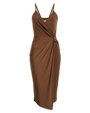 Open Edit Side Twist Midi Dress - Brown