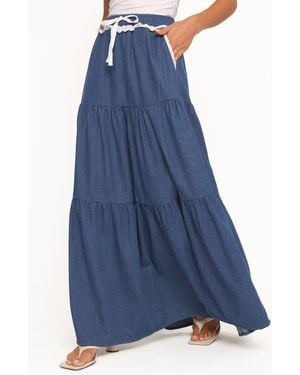 Petal & Pup Scout Tiered Maxi Skirt - Blue