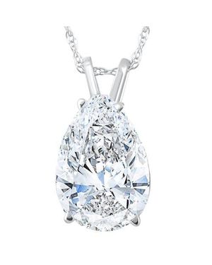 Bliss Diamond 3.03Ct Pear Shape Solitaire Diamond Necklace Pendant Lab Grown Certifed 14K - White