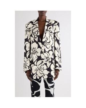 Dries Van Noten Tropical Floral Print Satin Jacket - Black