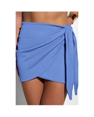TA3 Faux Wrap Mini Cover-Up Skirt - Blue