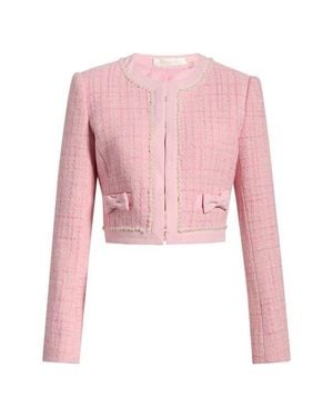 LoveShackFancy Ralphette Tweed Crop Jacket - Pink