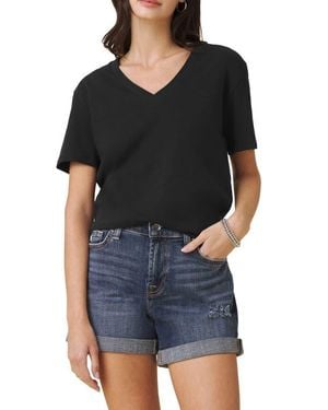 Splendid Louisa Boyfriend Fit V-Neck Cotton T-Shirt - Black