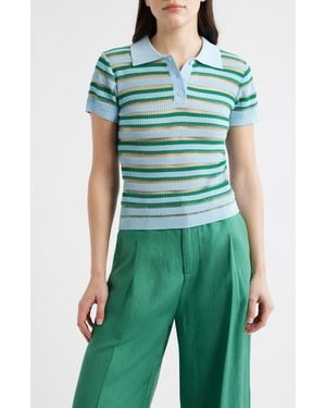 DELUC Levanzo Stripe Knit Polo - Blue
