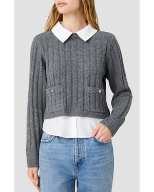 French Connection Aleyna Collared Pullover Sweater - Gray
