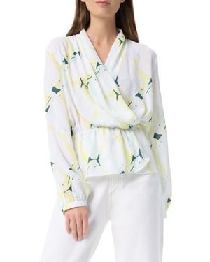 DO by Dee Ocleppo Margot Abstract Print Faux Wrap Peplum Top - White