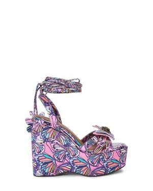Kurt Geiger Butterfly Ankle Wrap Platform Wedge Sandal - Purple
