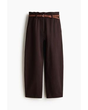 H&M Belted Barrel Pants - Brown