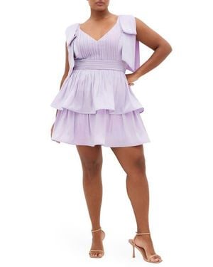 City Chic Betty Bow Cocktail Dress - Purple