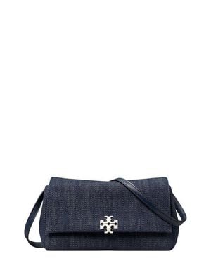Tory Burch Charlie Denim Wallet On A Strap - Blue