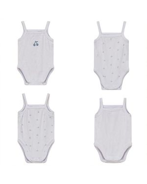 Bebe Bella Ribbed Cherry Print Romper Set - White