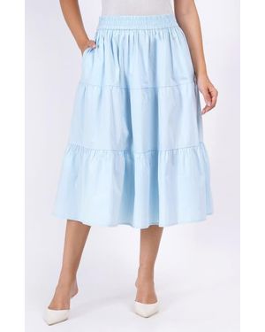 Leota Evelyn Tiered Midi Skirt - Blue