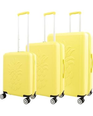 Tommy Bahama 3-Piece Hardside Luggage Set With 3D Pineapple 30, 26 & 21.5 Spinner Suitcases - Yellow