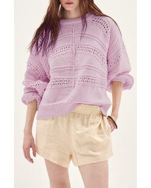 DELUC Faial Open Stitch Cotton Blend Sweater - Red
