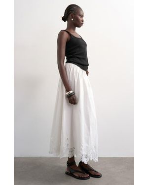 TOPSHOP Lace Hem Cotton Maxi Skirt - White