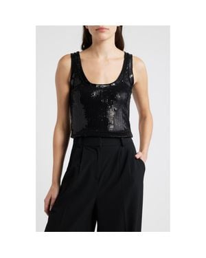 Kobi Halperin Isla Sequin Wool Tank Sweater - Black