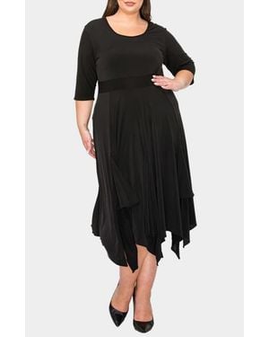 L I V D Shay Handkerchief Hem Midi Dress - Black