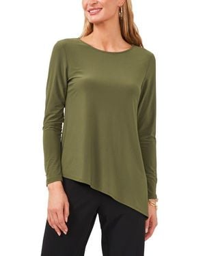 Chaus Button Sleeve Asymmetrical Top - Green