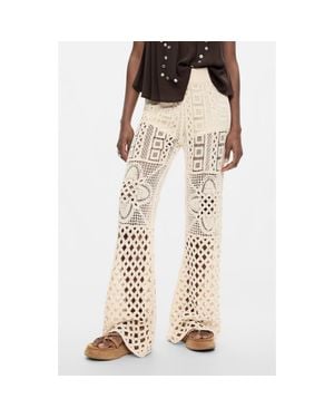 Desigual Knit Cotton Pants - Natural