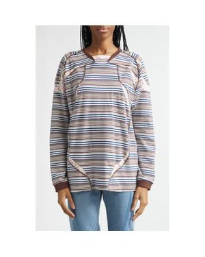 PAOLINA RUSSO Sport Floral Stripe Raglan Sleeve T-Shirt - Multicolor
