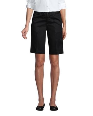 Lands' End School Uniform Young Plain Front Blend Chino Shorts - Black
