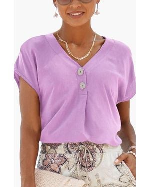 Lascana Button Detail Blouse - Purple