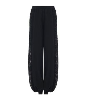 eem Mesh Detail Knit Pants - Black