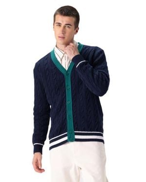 Members Only Cable Knit Cardigan - Blue