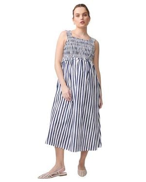 Ingrid & Isabel Santorini Smocked Midi Maternity Dress - Blue