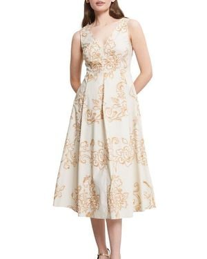 Ottod'Ame Printed Poplin Midi Dress - Natural