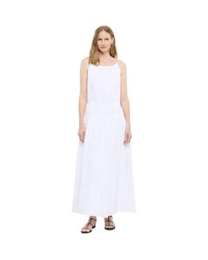 Another Tomorrow Gathered Scoop Back Dress - White
