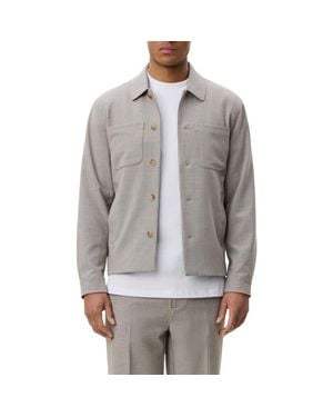 Les Deux Mini Check Hybrid Shirt Jacket - Gray