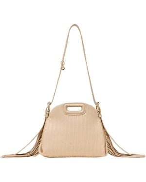 Maje Stitched Leather Mini Miss M Bag - Natural