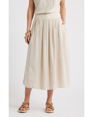 Caslon Pull-On Linen Blend Midi Skirt - Natural