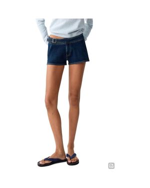 MANGO TEEN Belted Denim Minishorts - Blue