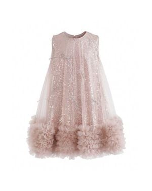 Tulle Evangeline Sequin Tulle Dress - Brown