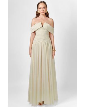 Bariano Keecia Off Shoulder Chiffon Gown - Natural
