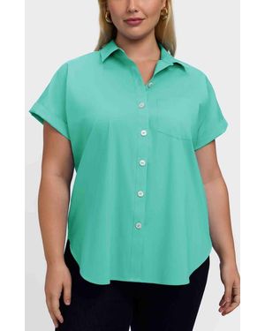 Foxcroft Abigail Short Sleeve Button-Up Shirt - Green