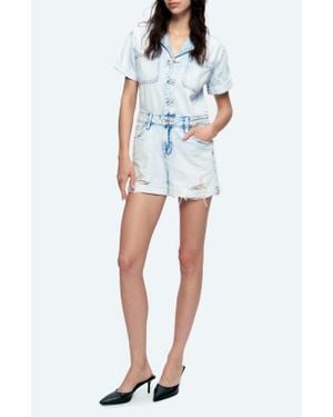 Bayeas Grace Distressed Denim Romper - Blue